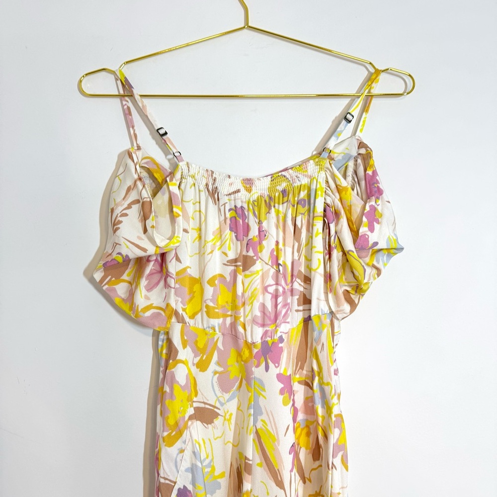 Ted Baker London Camily Floral Satin Cowl Neck Cold Shoulder Mini Dress Ivory 4 - Picture 11 of 16